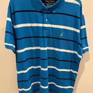 Nautica Blue Striped Polo Shirt